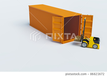 automatic folk lift machine lifting product to container 86821672