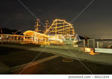 Illuminated ship at Road Station Fukura, Awaji Island, Hyogo Prefecture 86821694
