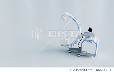 C arm real time x-ray machine in operation room on white background 86821704