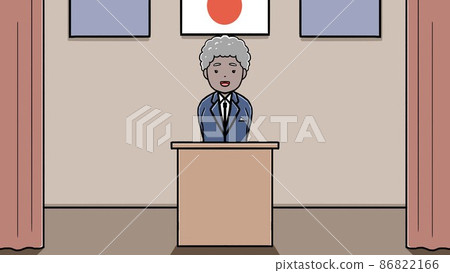 A person in a suit talking on the stage (female 2) 86822166