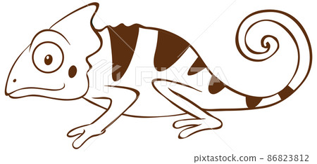 Chameleon in doodle simple style on white background Chameleon in doodle simple style on white background 86823812