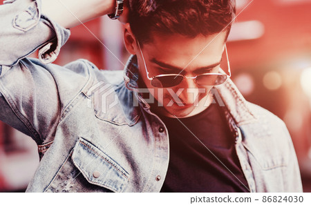 handsome man in denim jacket handsome man in denim jacket 86824030