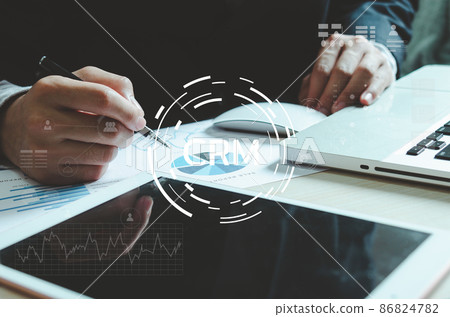 CRM Customer relationship management business on virtual screen concept. CRM Customer relationship management business on virtual screen concept. 86824782