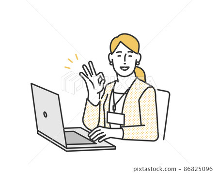 操作個人電腦的商務人士的形象插圖素材 86825096
