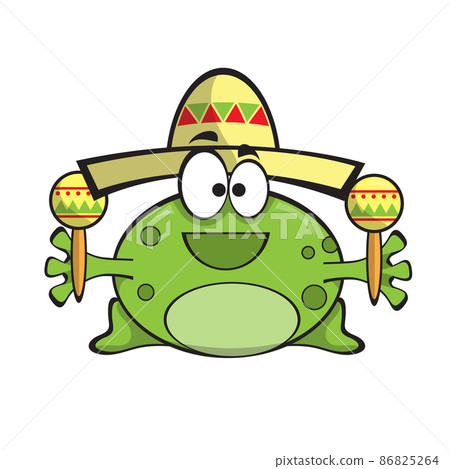 Frog in a sombrero with maracas. Mexican style. Vector illustration. Frog in a sombrero with maracas. Mexican style. Vector illustration. 86825264