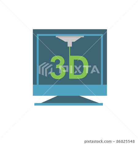 3D Printer in cartoon flat style isolated on white background. 3D Printer in cartoon flat style isolated on white background. 86825548