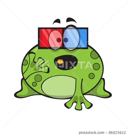 Cute frog eating popcorn and watch movie in 3d glasses. Cute cartoon animal 86825622