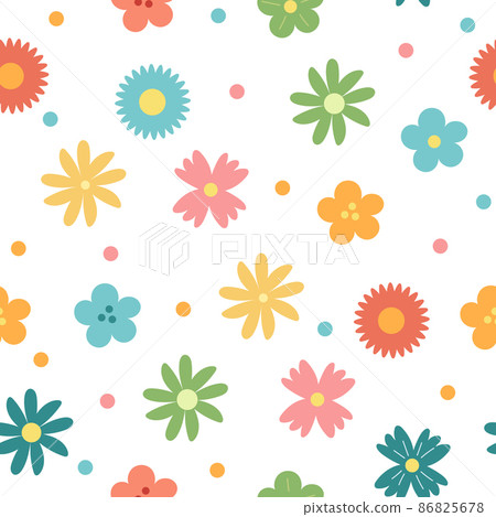 Simple spring flowers - seamless vector pattern on white 86825678