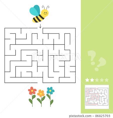 Maze puzzle for children. Help bee find flower. Kids activity sheet. Maze puzzle for children. Help bee find flower. Kids activity sheet. 86825703