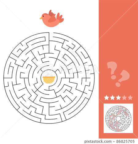 Maze game for children, education worksheet. Bird and nest with eggs Maze game for children, education worksheet. Bird and nest with eggs 86825705