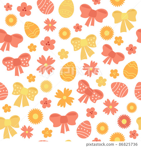 Happy Easter. Cute hand drawn vector seamless pattern in positive spring colors Happy Easter. Cute hand drawn vector seamless pattern in positive spring colors 86825736