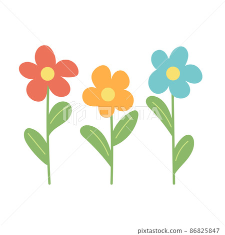 Spring flowers growing. Simple vector illustration in cartoom style Spring flowers growing. Simple vector illustration in cartoom style 86825847