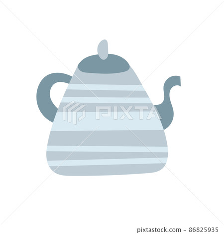 Kettle - hand drawn vector doodle illustration. Cartoon pot on white 86825935