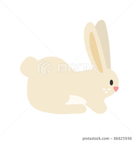 Cute hare isolated on white background. Funny bunny drawn by hand. 86825936