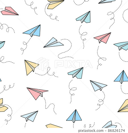 Paper airplane vector seamless pattern 86826174