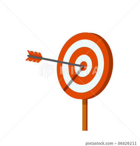 Target for arrows. Hit on target. Red and white aim. Business concept Target for arrows. Hit on target. Red and white aim. Business concept 86826211