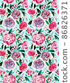 Seamless pattern with floral watercolor elements. Bright design for scrapbooking, textile, wallpaper, other surface.  86826371
