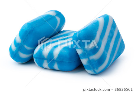 Stacked blue soap bars isolated on white background 86826561