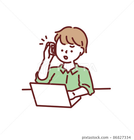 Illustration of a man working overtime (work, business, document creation, meeting, tired, busy, frustrated, failure, busy) 86827334