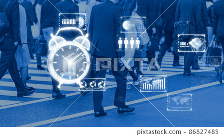 Image of improving work efficiency Concept that expresses the relationship between time and business Improve work efficiency with DX 86827485