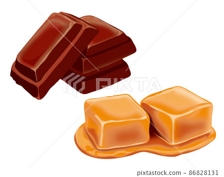 Illustration of chocolate and caramel (cacao, sweets, dessert) 86828131