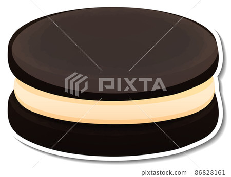 Black cookies sandwich with cream in cartoon style Black cookies sandwich with cream in cartoon style 86828161