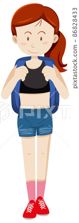 A girl in travel oufit cartoon character 86828433