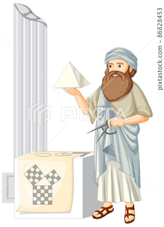 Pythagoras cartoon character on white background Pythagoras cartoon character on white background 86828453