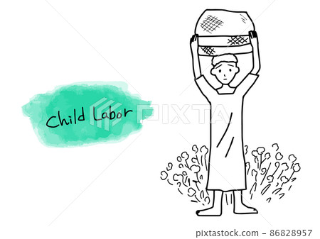 Simple line art illustration of a child labor girl Simple line art illustration of a child labor girl 86828957