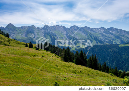 Mountain landscape in The Grand-Bornand, France 86829007