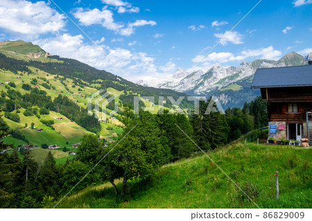 Mountain landscape in The Grand-Bornand, France 86829009