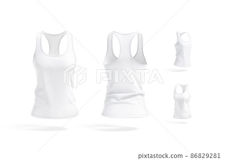 Blank white women racerback tank top mockup, different views Blank white women racerback tank top mockup, different views 86829281