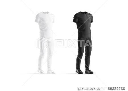 Blank black and white sport uniform mockup, side view Blank black and white sport uniform mockup, side view 86829288
