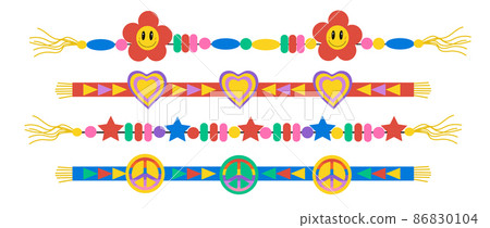 Set Of Friendship Hippy Bracelets. Multicolor Vector Illlustration Royalty  Free SVG, Cliparts, Vectors, and Stock Illustration. Image 68979841.