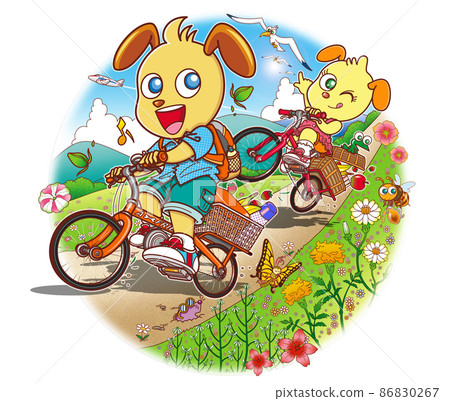 狗，人物，騎自行車，形象，002 86830267