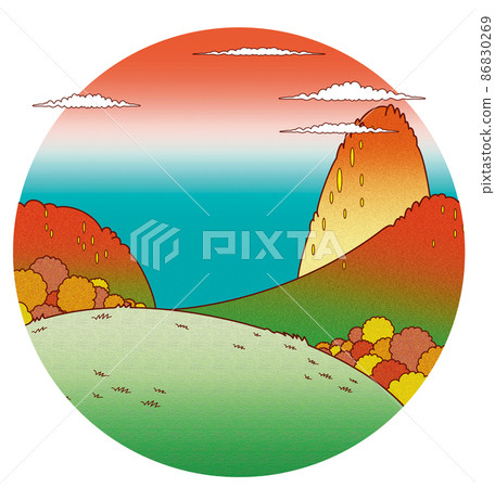 秋天的山脈，背景，材料 86830269