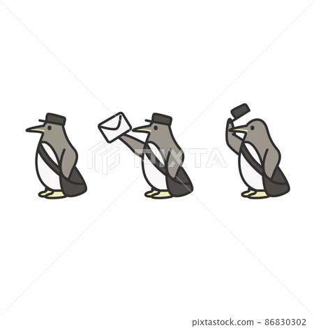 Penguins who deliver letters Illustration material Penguins who deliver letters Illustration material 86830302