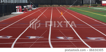 View looking down a track from the common start finish line 86830305