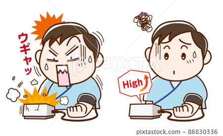 Men measuring blood pressure 86830336