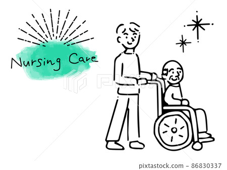 Simple line art illustration for wheelchair care Simple line art illustration for wheelchair care 86830337