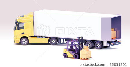 Vector forklift loading semi-truck trailer Vector forklift loading semi-truck trailer 86831201