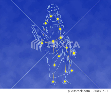 處女座繪畫和星星排列，希臘神話 86831405