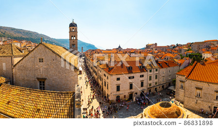 Panorama Dubrovnik Old Town roofs. Europe, Croatia 86831898
