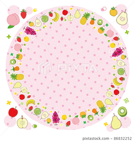 Fruit frame round 1 background dot pattern pink 86832252