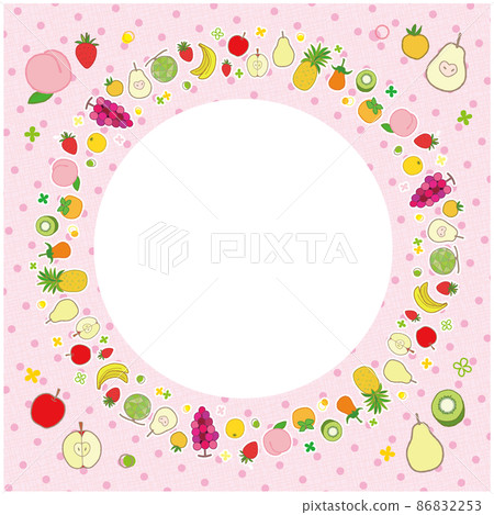 Fruit frame round 1 background dot pattern pink 86832253