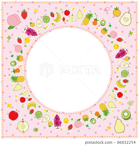 Fruit frame Round fruit frame Round 1 Background Dot pattern Pink 3 Stitch Fruit frame Round fruit frame Round 1 Background Dot pattern Pink 3 Stitch 86832254