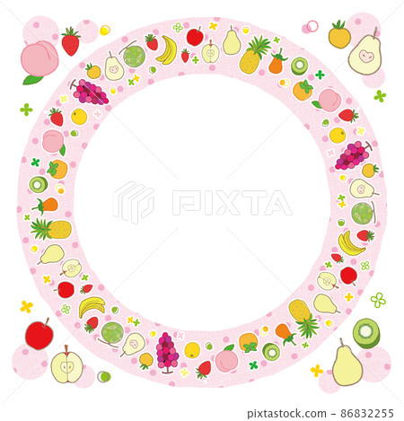 Fruit frame round 1 background dot pattern pink Fruit frame round 1 background dot pattern pink 86832255