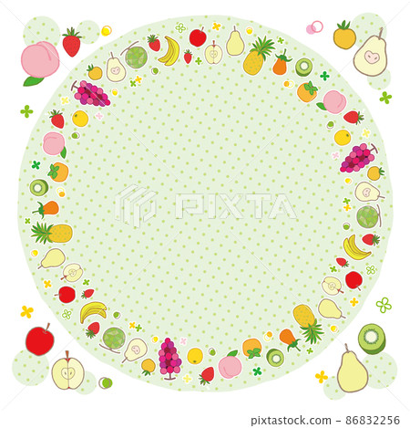 Fruit frame round 1 background dot pattern pastel green Fruit frame round 1 background dot pattern pastel green 86832256