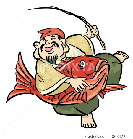 惠比壽的手繪插畫素材 86832263