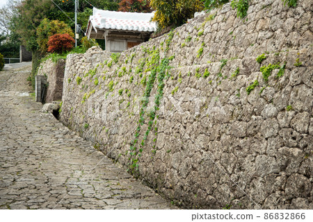 Beautiful cobblestone road in Kinjo Town, Naha City Beautiful cobblestone road in Kinjo Town, Naha City 86832866